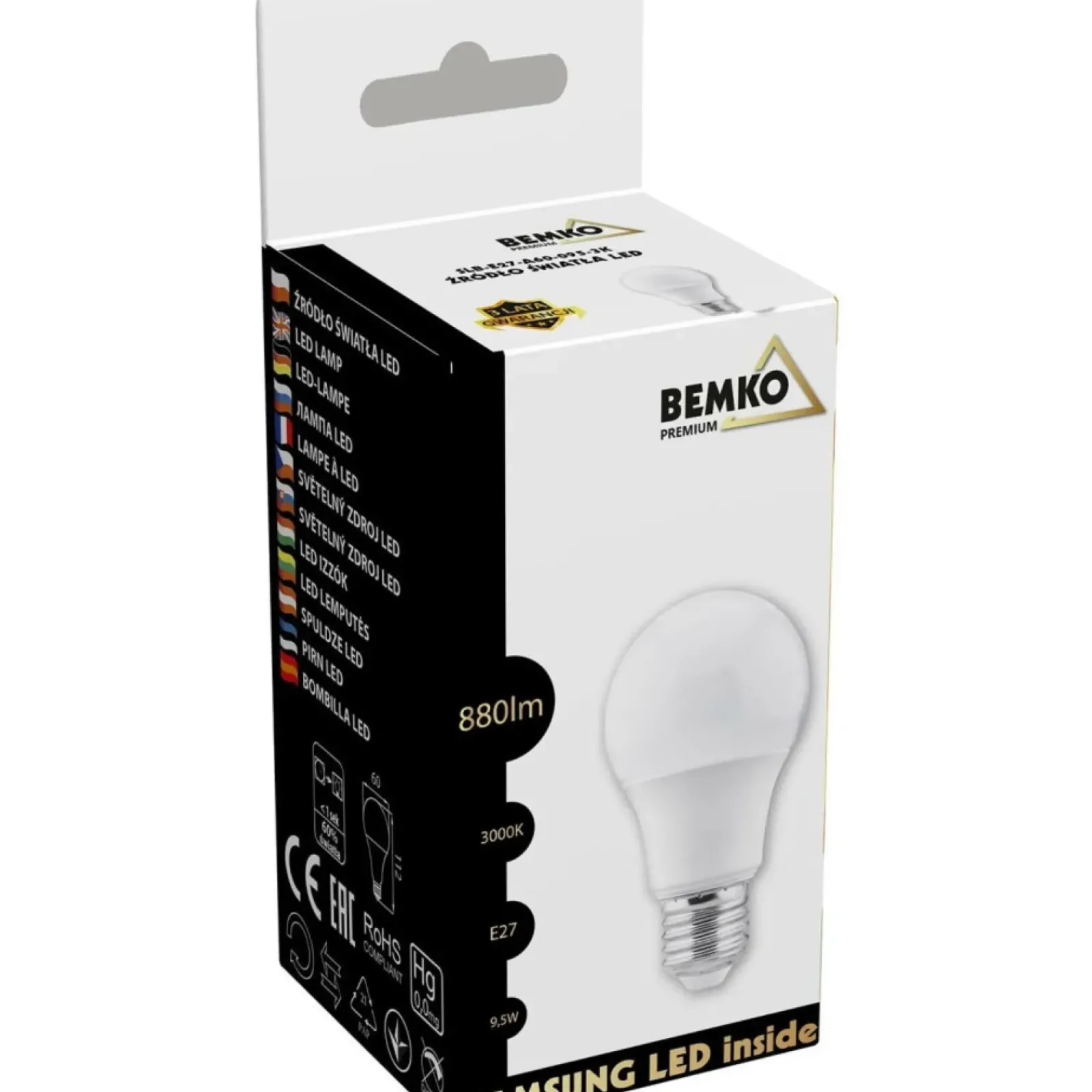 Sklep Kaja Żarówka LED SAMSUNG ciepła 3000K E27 9,5W BEMKO A60 | Kaja Oświetlenie* Żarówki Led E27