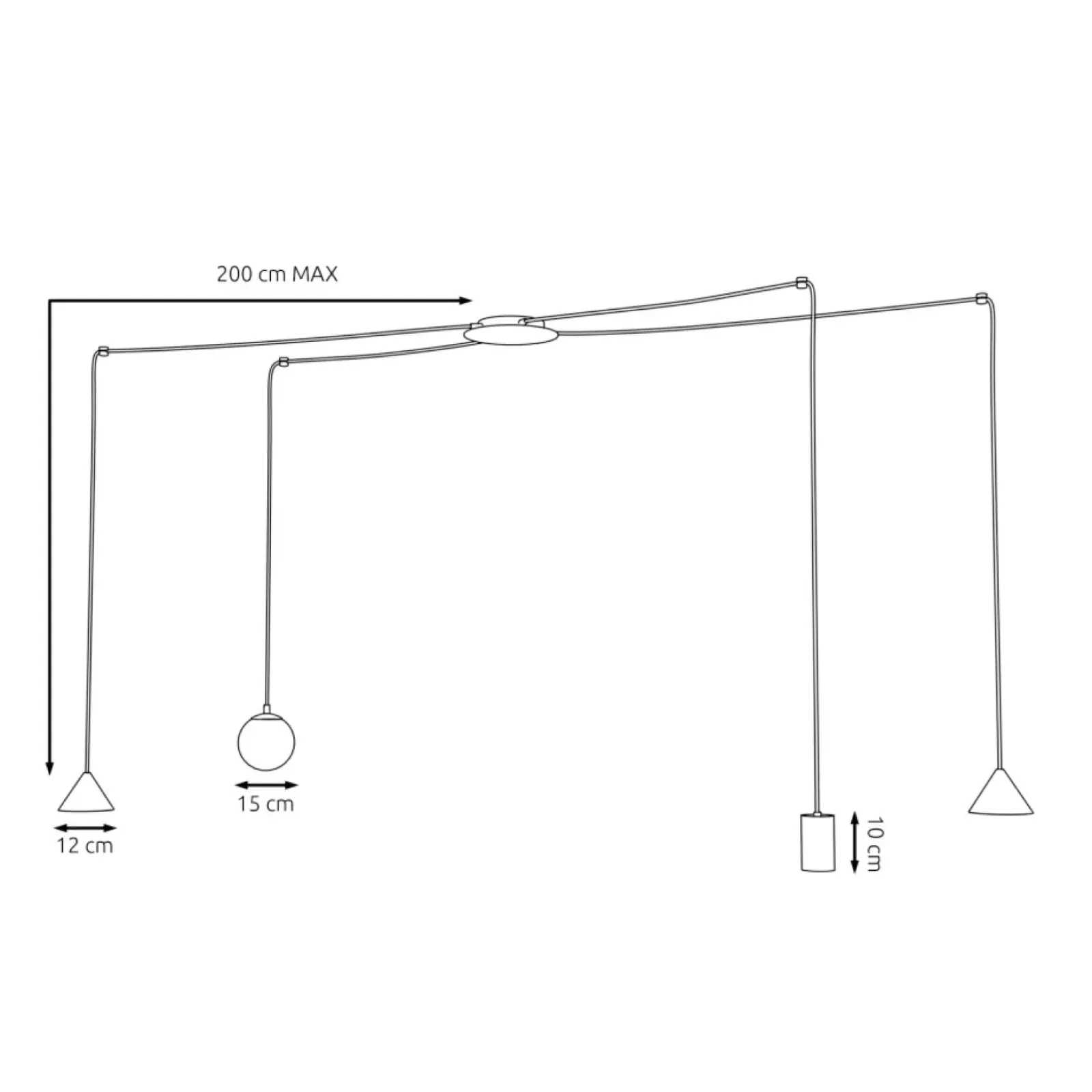 Sklep Kaja Asymetryczna lampa wisząca pająk 1349/4 FUJI 4 BLACK | Kaja czarny Cheap