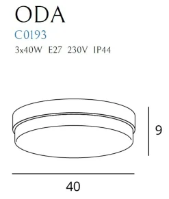 Sklep Kaja Łazienkowy plafon ⌀40cm na 3 żarówki E27 MX C0193 ODA | Kaja* Lampy Do Łazienki|Plafony Nowoczesne