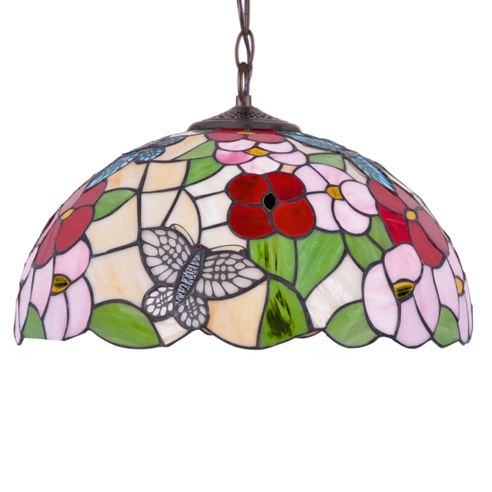 Sklep Kaja Barwna lampa wisząca do salonu, witraż K-P161386 z serii BUTTERFLY* Randole Tradycyjne|Żyrandole Tradycyjne - Retro