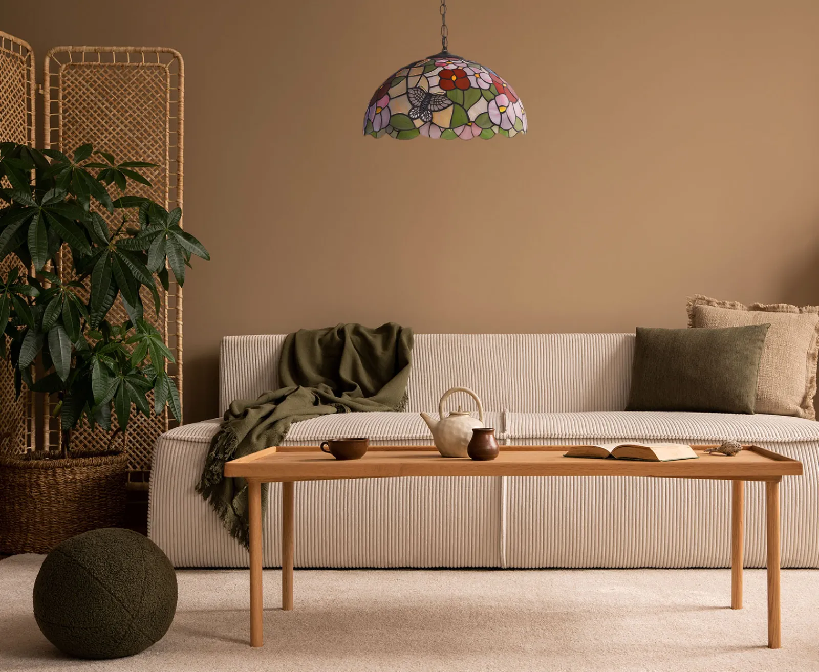 Sklep Kaja Barwna lampa wisząca do salonu, witraż K-P161386 z serii BUTTERFLY* Randole Tradycyjne|Żyrandole Tradycyjne - Retro