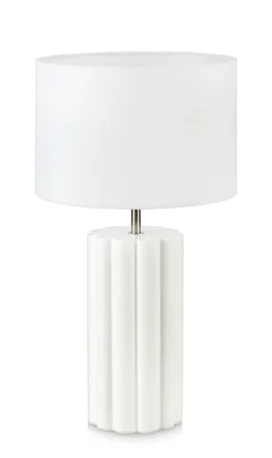 Sklep Kaja Biała elegancka lampka nocna z abażurem 108220 | Kaja Oświetlenie* Tradycyjne Lampki Stołowe