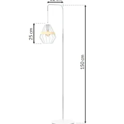 Sklep Kaja Biała lampa podłogowa z drucianym kloszem MLP5522 z serii CLIFF | Kaja Oświetlen* Tradycyjne Lampy Podłogowe