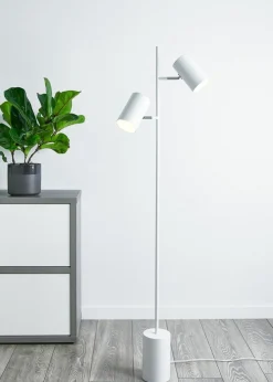 Sklep Kaja Biała lampa podłogowa z dwoma reflektorami 107948 | Kaja Oświetlenie* Tradycyjne Lampy Podłogowe