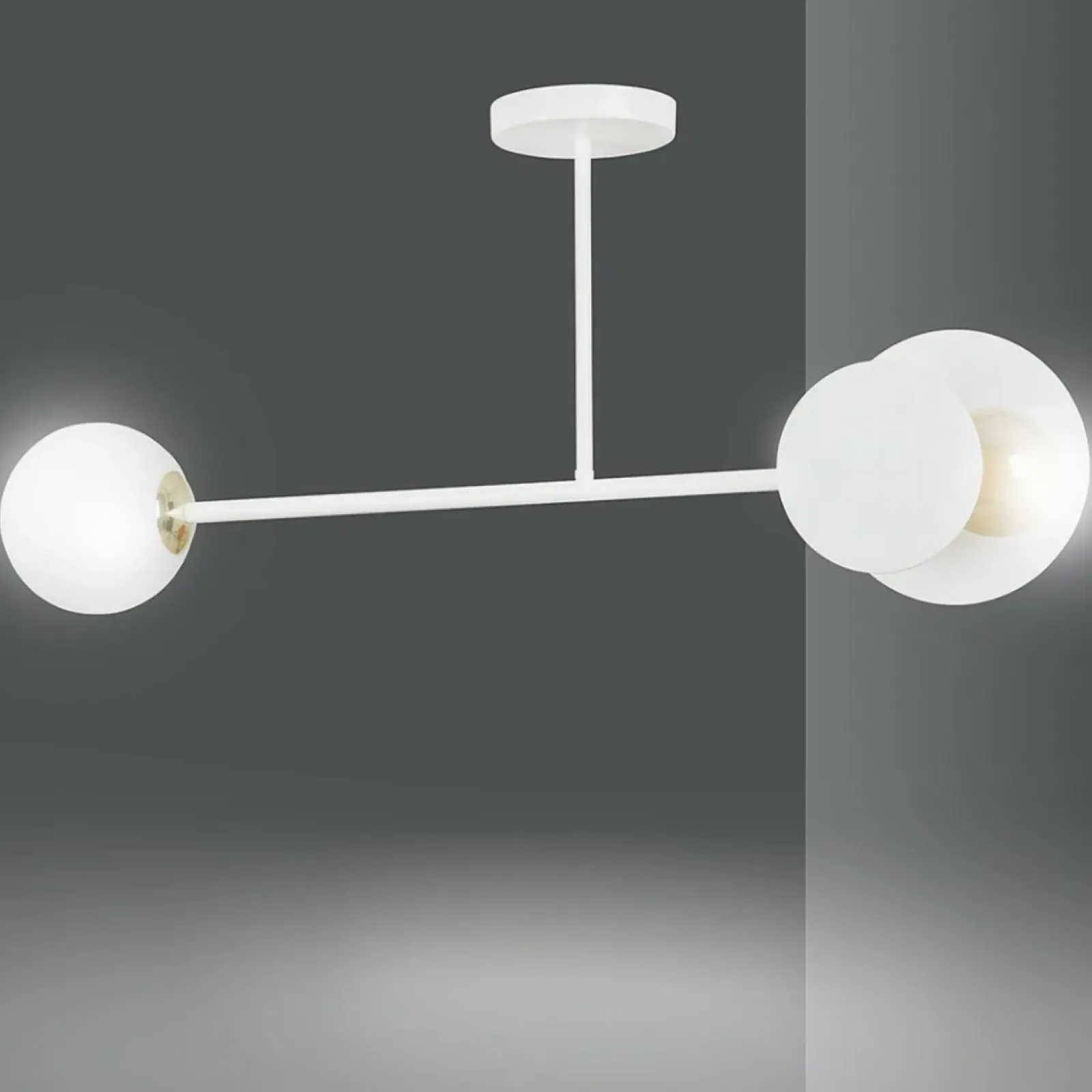 Sklep Kaja Biała lampa sufitowa ze złotym zdobieniem 613/2 | Kaja Oświetlenie biały Discount