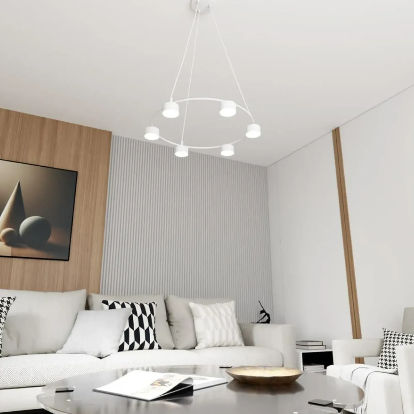 Sklep Kaja Biała lampa wisząca, okrąg z punktami światła 1373/6 z serii STARLIT biały Best