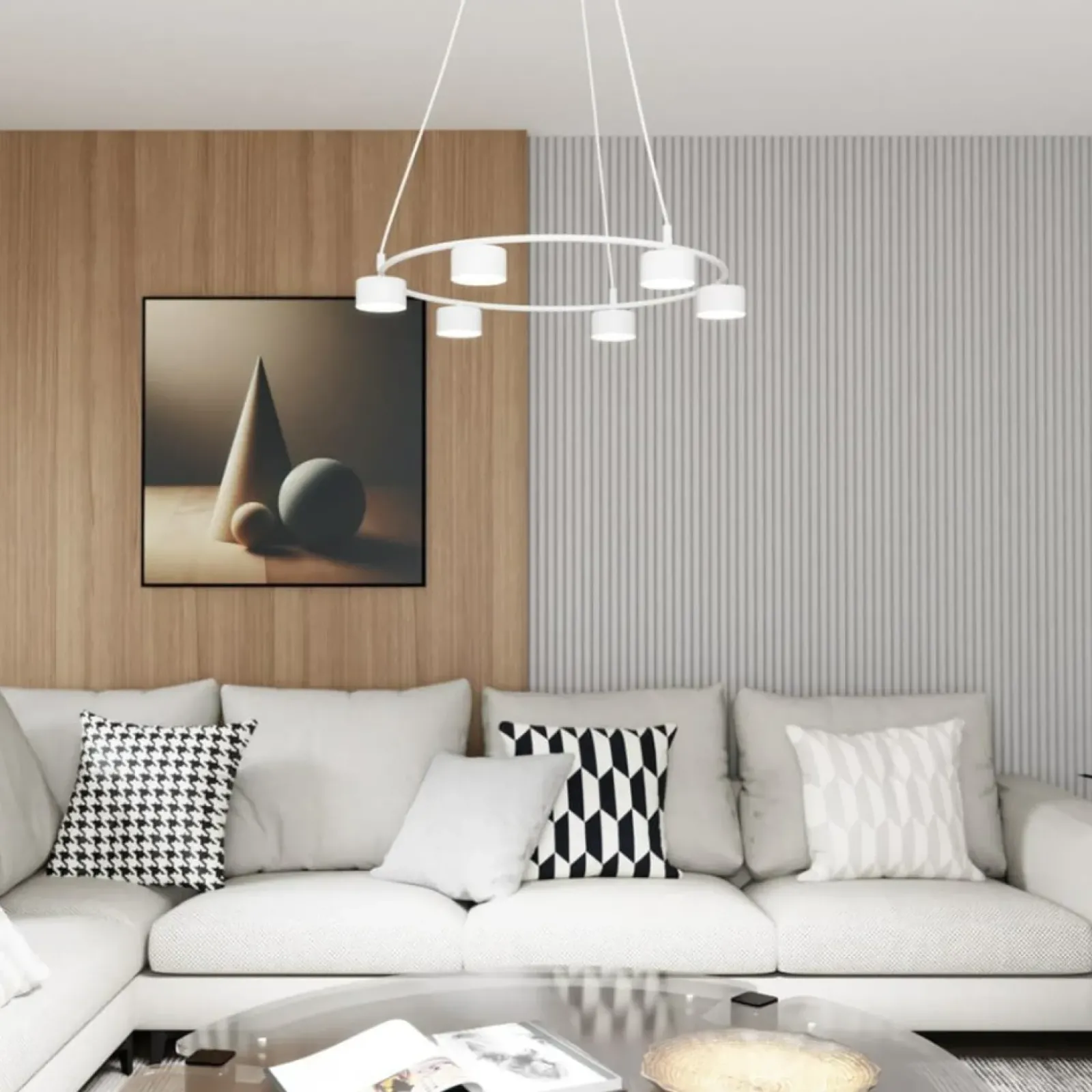 Sklep Kaja Biała lampa wisząca, okrąg z punktami światła 1373/6 z serii STARLIT biały Best