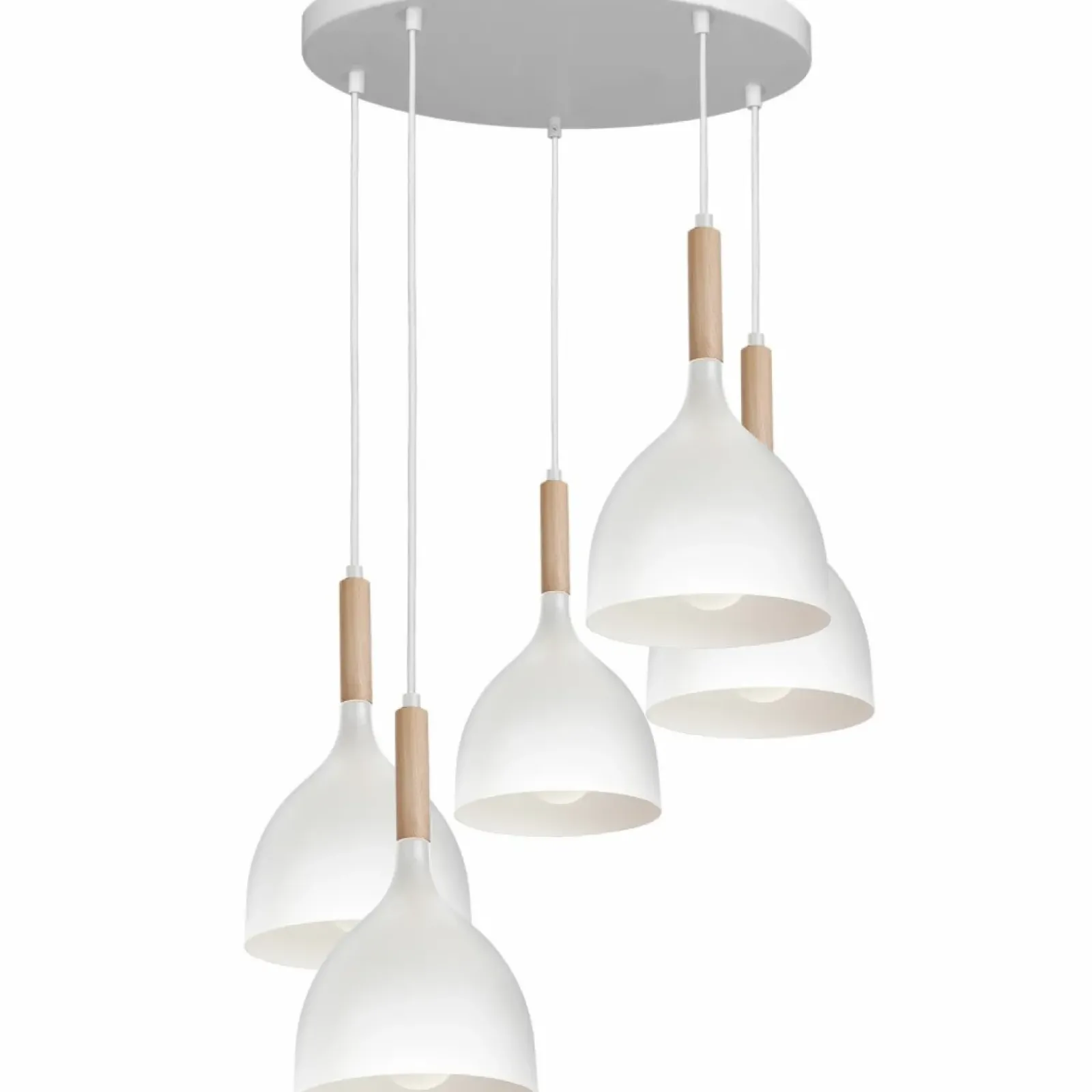 Sklep Kaja Biała lampa wisząca z drewnianym zdobieniem LX 3712 z serii NOAK WOOD Shop
