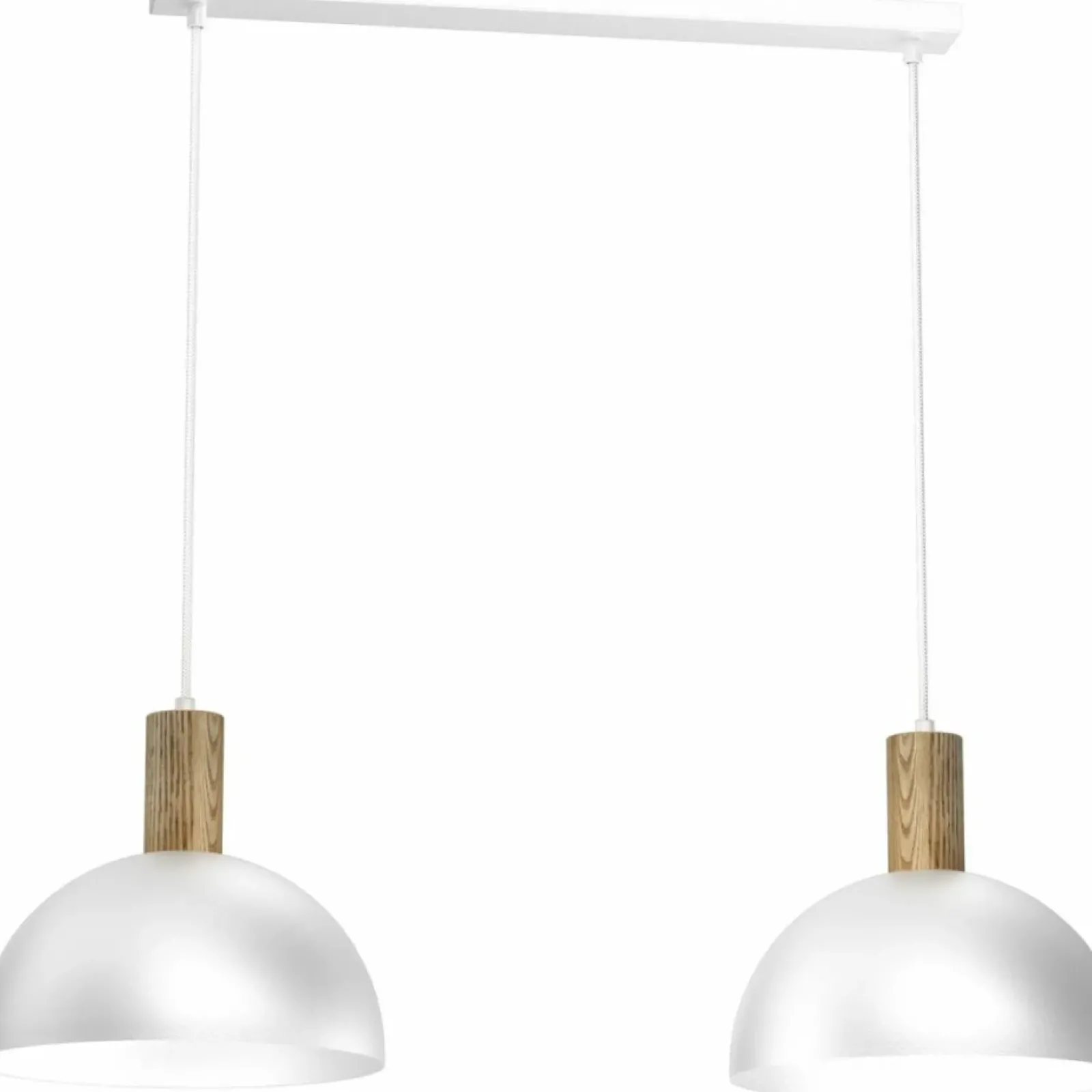 Sklep Kaja Biała lampa wisząca z drewnianymi oprawkami LX 4333 HANDA | Kaja New