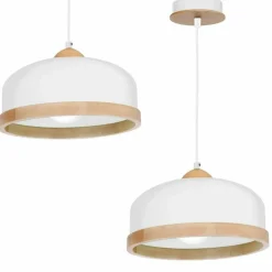Sklep Kaja Biała lampa wisząca z elementami drewna MLP8848 STUDIO | Kaja Best Sale