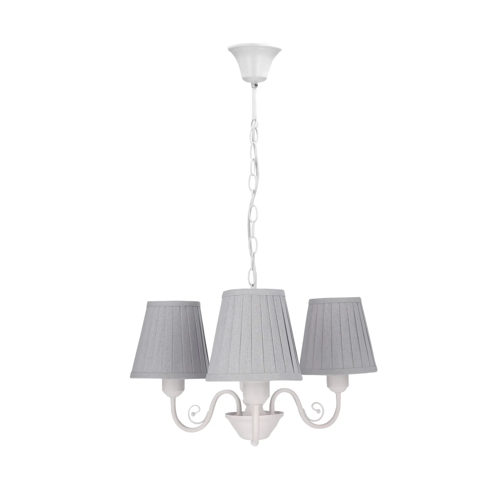 Sklep Kaja Biała lampa wisząca z szarymi abażurami 33-36896 FIREZ | Kaja* Żyrandole Z Abażurem|Randole Tradycyjne
