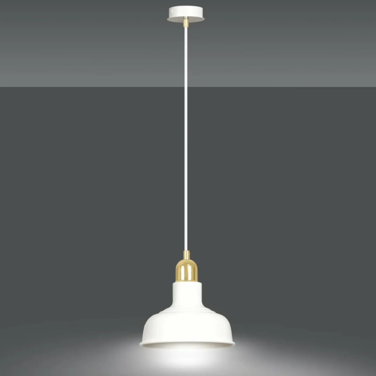 Sklep Kaja Biała lampa wisząca ze złotą oprawką 1043/1 IBOR | Kaja Oświetlenie biały Store