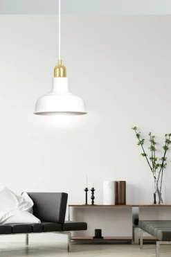 Sklep Kaja Biała lampa wisząca ze złotą oprawką 1043/1 IBOR | Kaja Oświetlenie biały Store