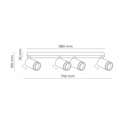 Sklep Kaja Biała listwa sufitowa, regulowane spoty TK 6917 JET WHITE | Kaja Discount