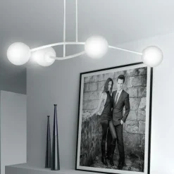 Sklep Kaja Biała, minimalistyczna lampa sufitowa do salonu 1025/4 HALLDOR | Kaja biały Sale