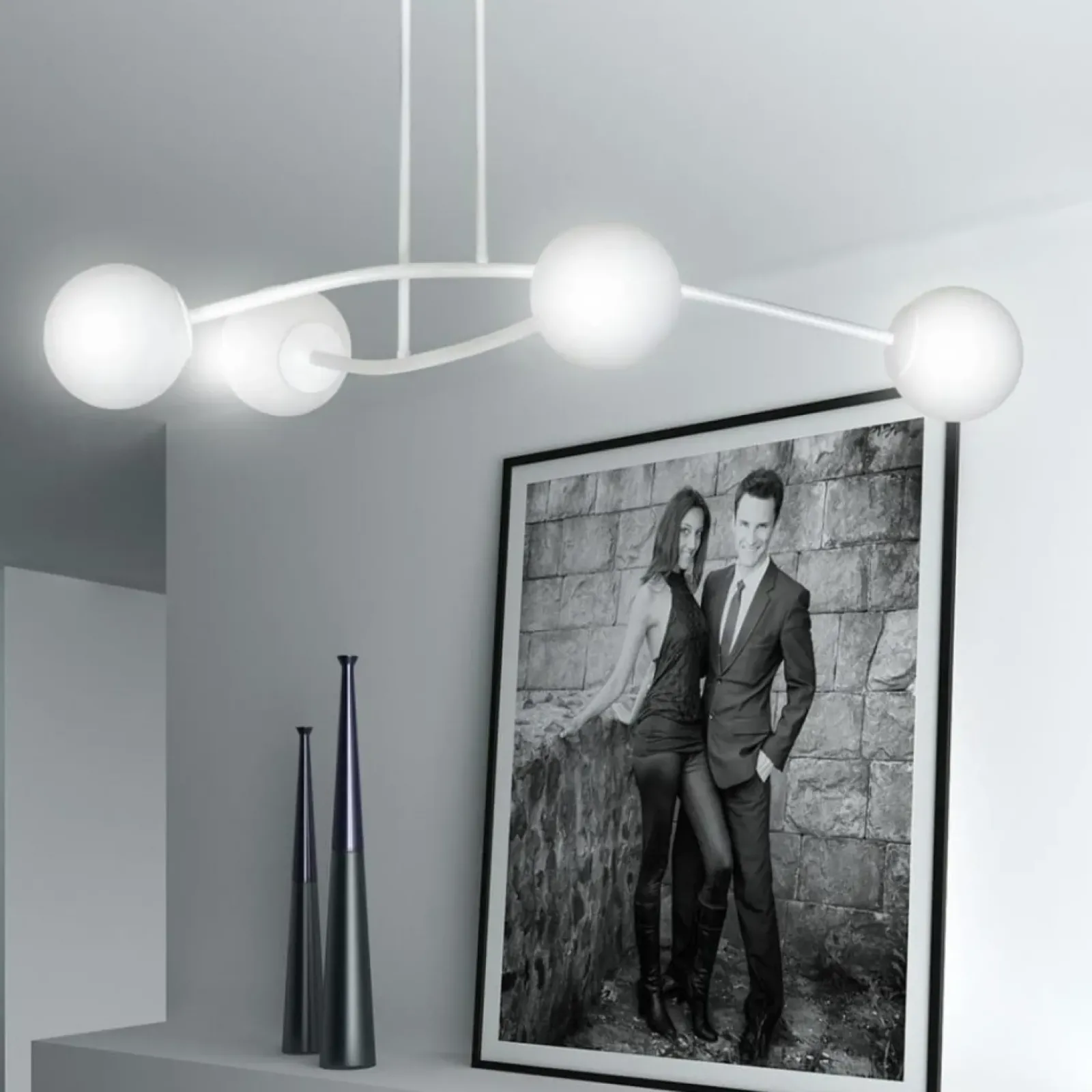Sklep Kaja Biała, minimalistyczna lampa sufitowa do salonu 1025/4 HALLDOR | Kaja biały Sale