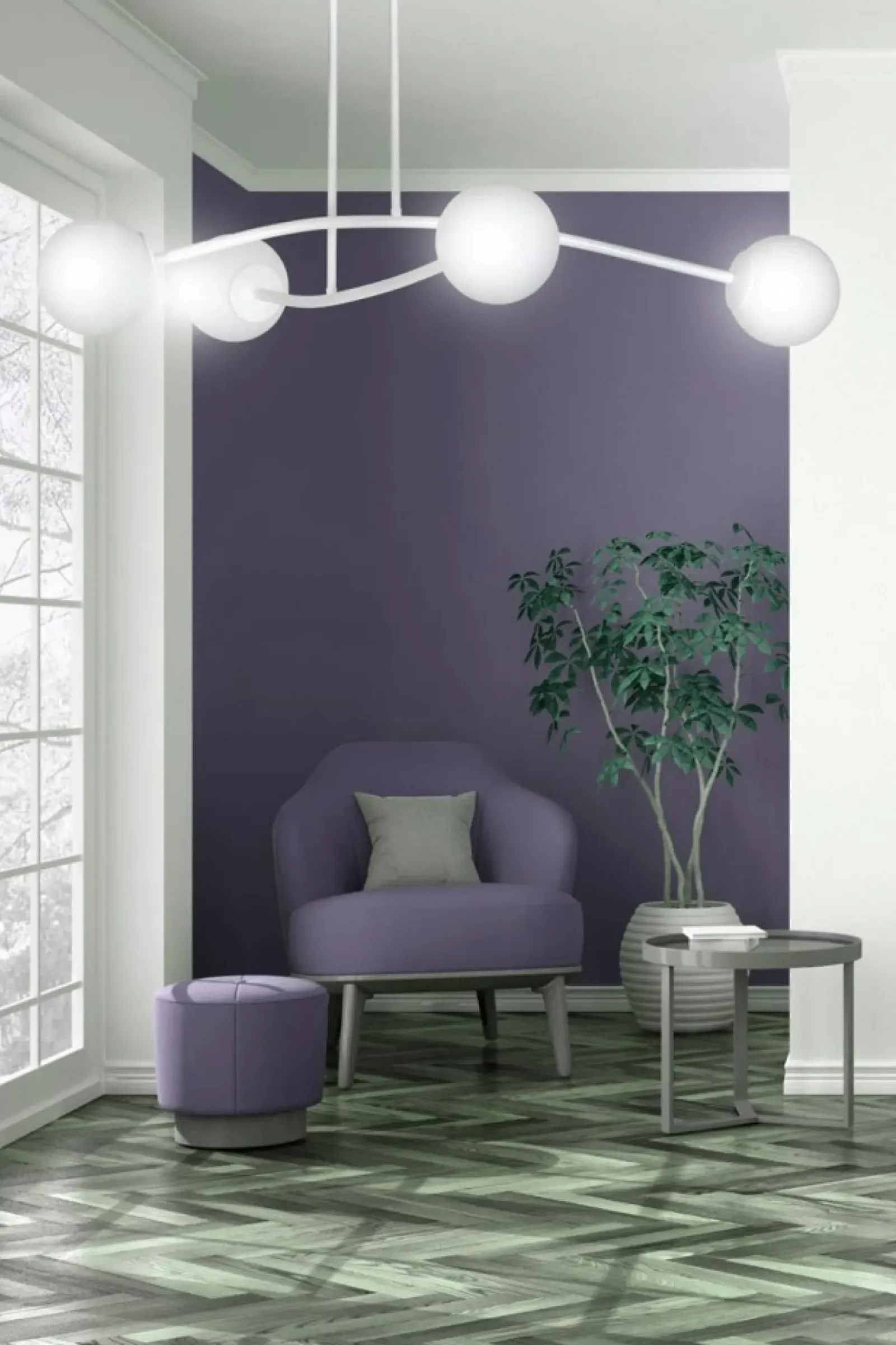 Sklep Kaja Biała, minimalistyczna lampa sufitowa do salonu 1025/4 HALLDOR | Kaja biały Sale