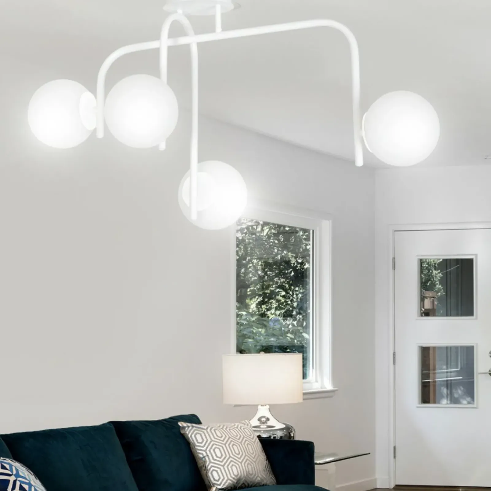 Sklep Kaja Biała, nowoczesna lampa sufitowa do sypialni 1031/4B KALF | Kaja biały Store