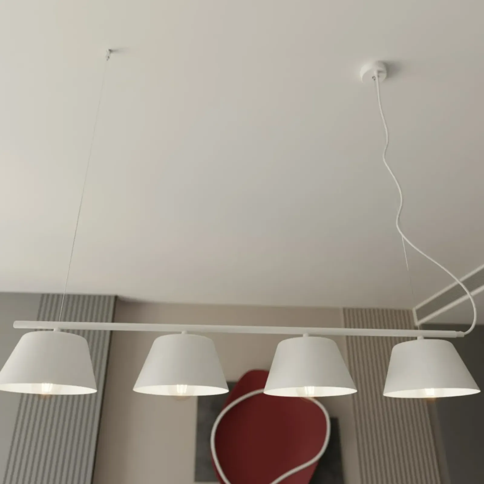 Sklep Kaja Biała, szeroka lampa wisząca nad wyspę kuchenną 1338/4 GELATO | Kaja biały Fashion