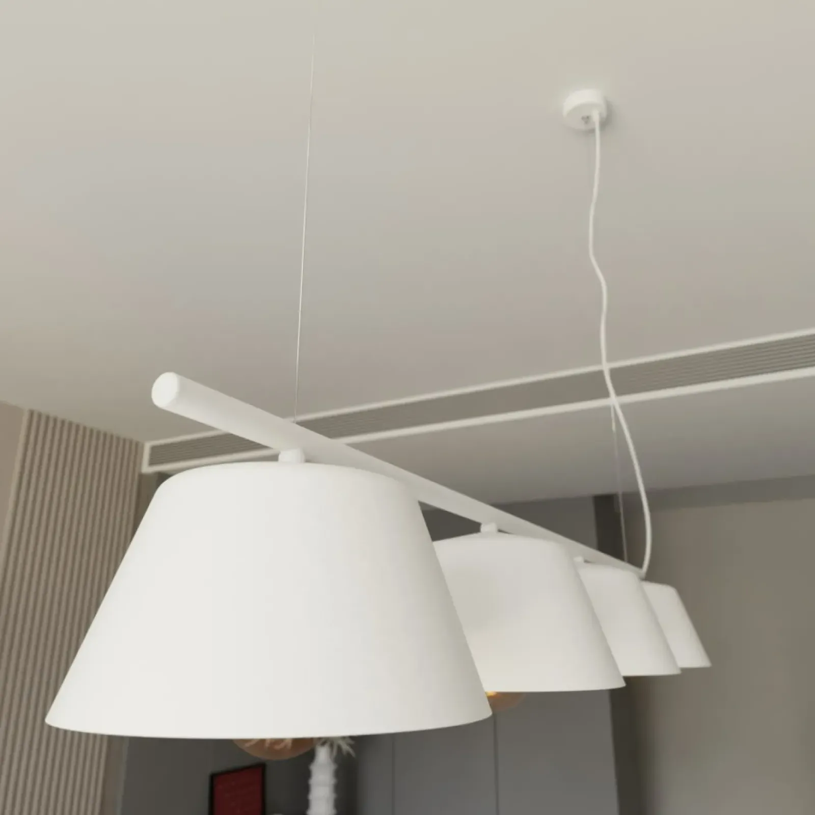 Sklep Kaja Biała, szeroka lampa wisząca nad wyspę kuchenną 1338/4 GELATO | Kaja biały Fashion