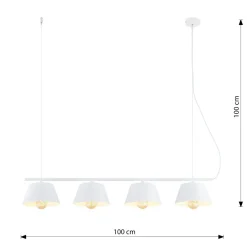 Sklep Kaja Biała, szeroka lampa wisząca nad wyspę kuchenną 1338/4 GELATO | Kaja biały Fashion