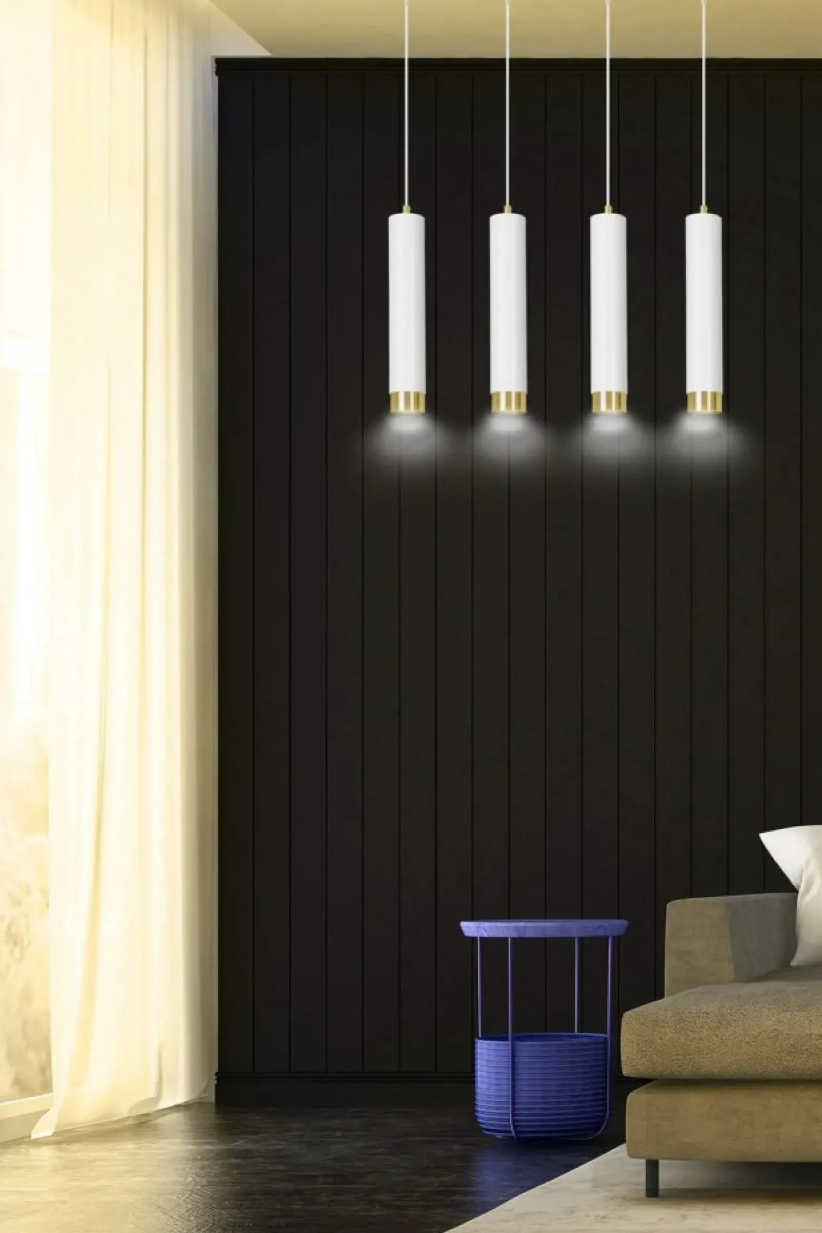 Sklep Kaja Białe lampy wiszące na listwie idealne do salonu 642/4 | Kaja Best