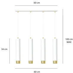 Sklep Kaja Białe lampy wiszące na listwie idealne do salonu 642/4 | Kaja Best