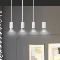 Sklep Kaja Biało srebrna lampa wisząca nad stół w jadalni 814/4 | Kaja Cheap