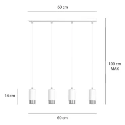 Sklep Kaja Biało srebrna lampa wisząca nad stół w jadalni 814/4 | Kaja Cheap