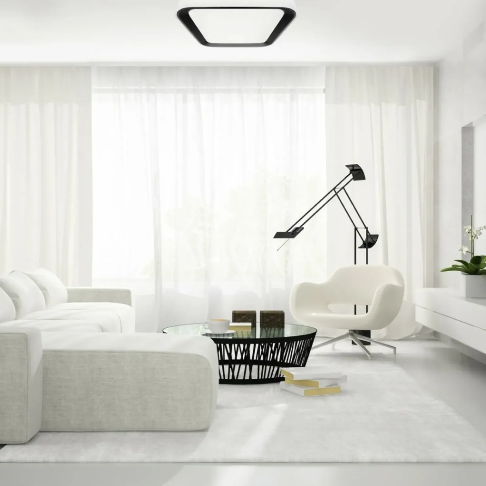 Sklep Kaja Biało-czarny plafon do korytarza, wbudowany LED ML7932 z serii QUADRO | Kaja Ośw* Lampy Led|Plafony Nowoczesne