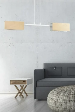Sklep Kaja Biało-drewniana lampa wisząca do kuchni boho 617/2 ZAPER | Kaja biały New