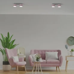 Sklep Kaja Biało-różowa lampa sufitowa do pokoju dziecka MLP7554 z serii DIXIE | Kaja Oświe Best