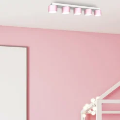 Sklep Kaja Biało-różowa lampa sufitowa, na pięć żarówek MLP7557 z serii DIXIE | Kaja Oświet Store