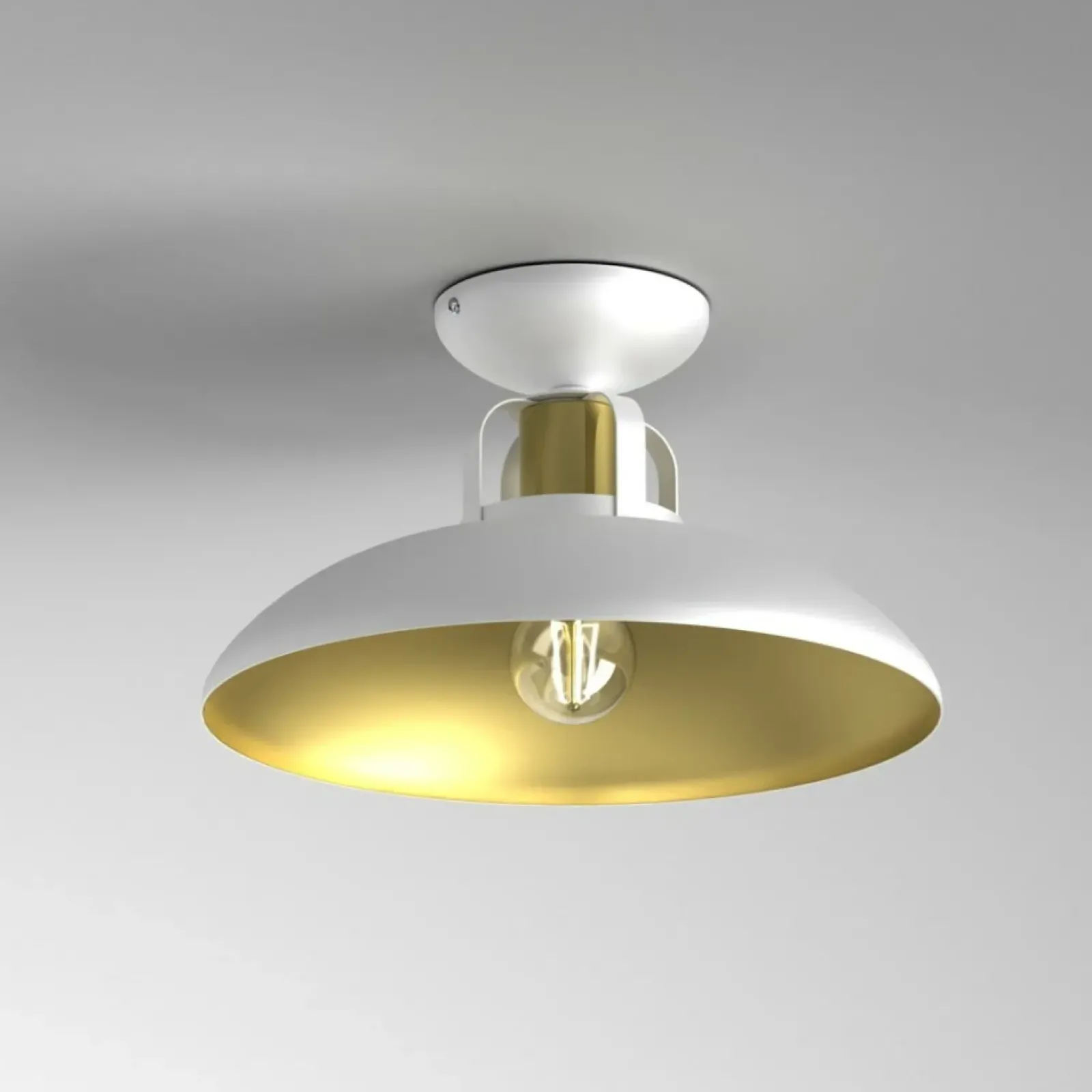 Sklep Kaja Biało-złota lampa sufitowa na jedną żarówkę MLP7703 z serii FELIX | Kaja Oświetl Outlet