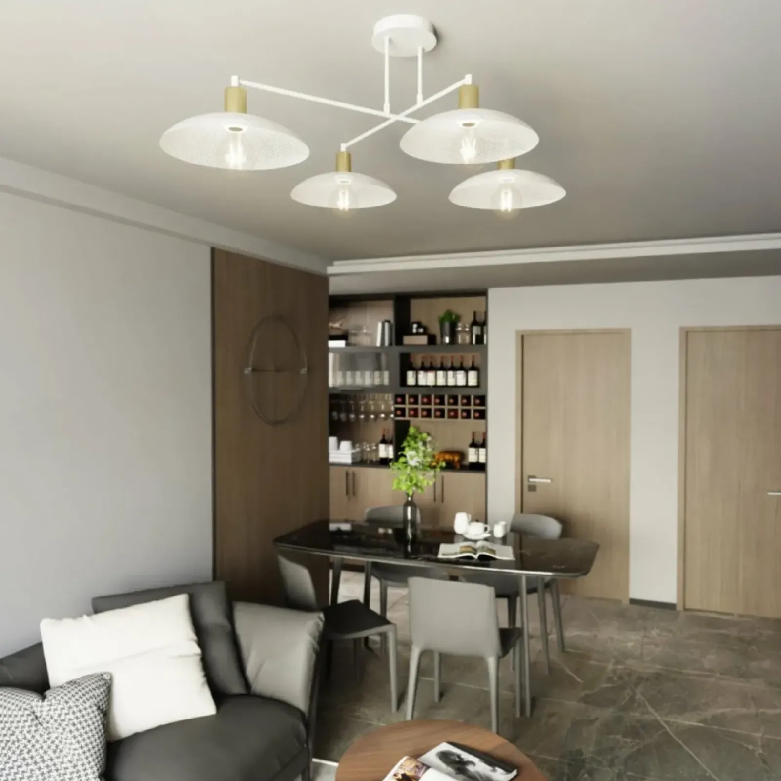 Sklep Kaja Biało-złota lampa sufitowa z drucianymi kloszami 1321/4 SPIRIT | Kaja biały Online