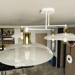 Sklep Kaja Biało-złota lampa sufitowa z drucianymi kloszami 1321/4 SPIRIT | Kaja biały Online