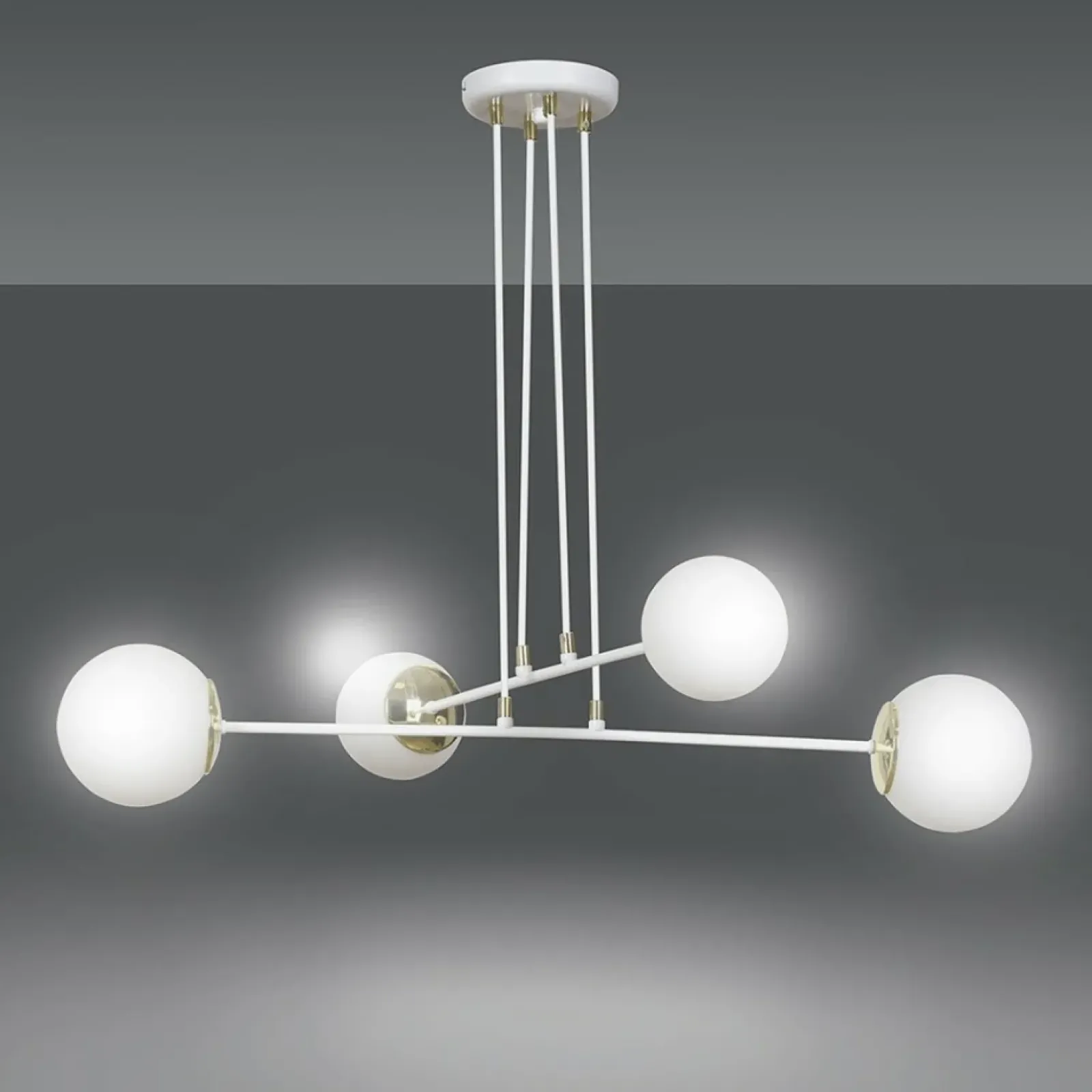 Sklep Kaja Biało-złota lampa wisząca klasyczne klosze 967/4 | Kaja Oświetlenie Cheap