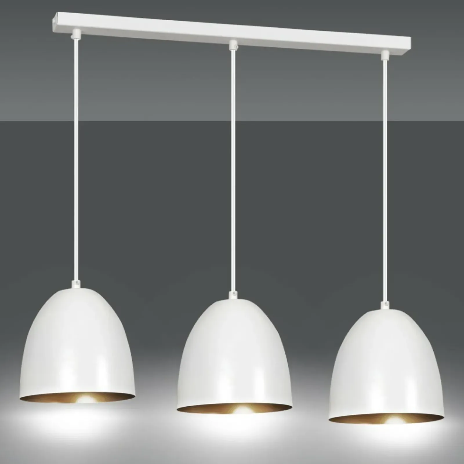 Sklep Kaja Biało-złota lampa wisząca nad stół w jadalni 411/3 | Kaja Oświetlenie Flash Sale