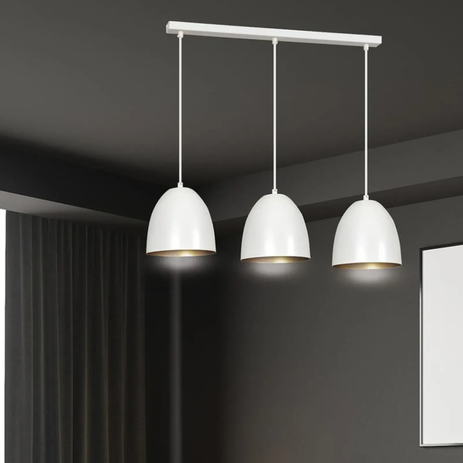 Sklep Kaja Biało-złota lampa wisząca nad stół w jadalni 411/3 | Kaja Oświetlenie Flash Sale