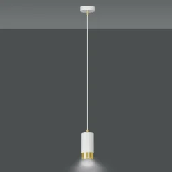 Sklep Kaja Biało-złota lampa wisząca w kształcie tuby 815/1 | Kaja Oświetlenie New
