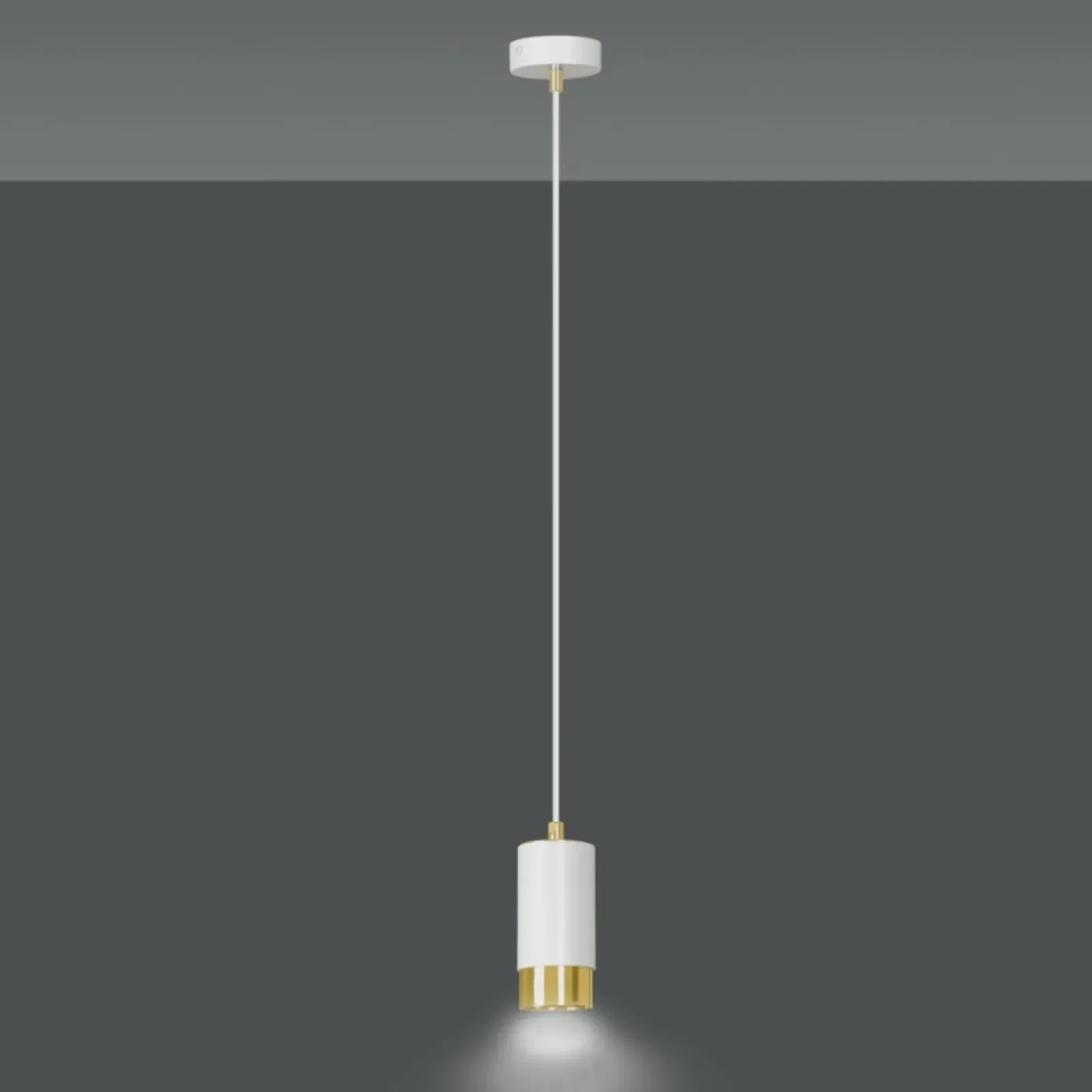Sklep Kaja Biało-złota lampa wisząca w kształcie tuby 815/1 | Kaja Oświetlenie New