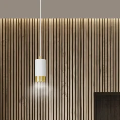 Sklep Kaja Biało-złota lampa wisząca w kształcie tuby 815/1 | Kaja Oświetlenie New