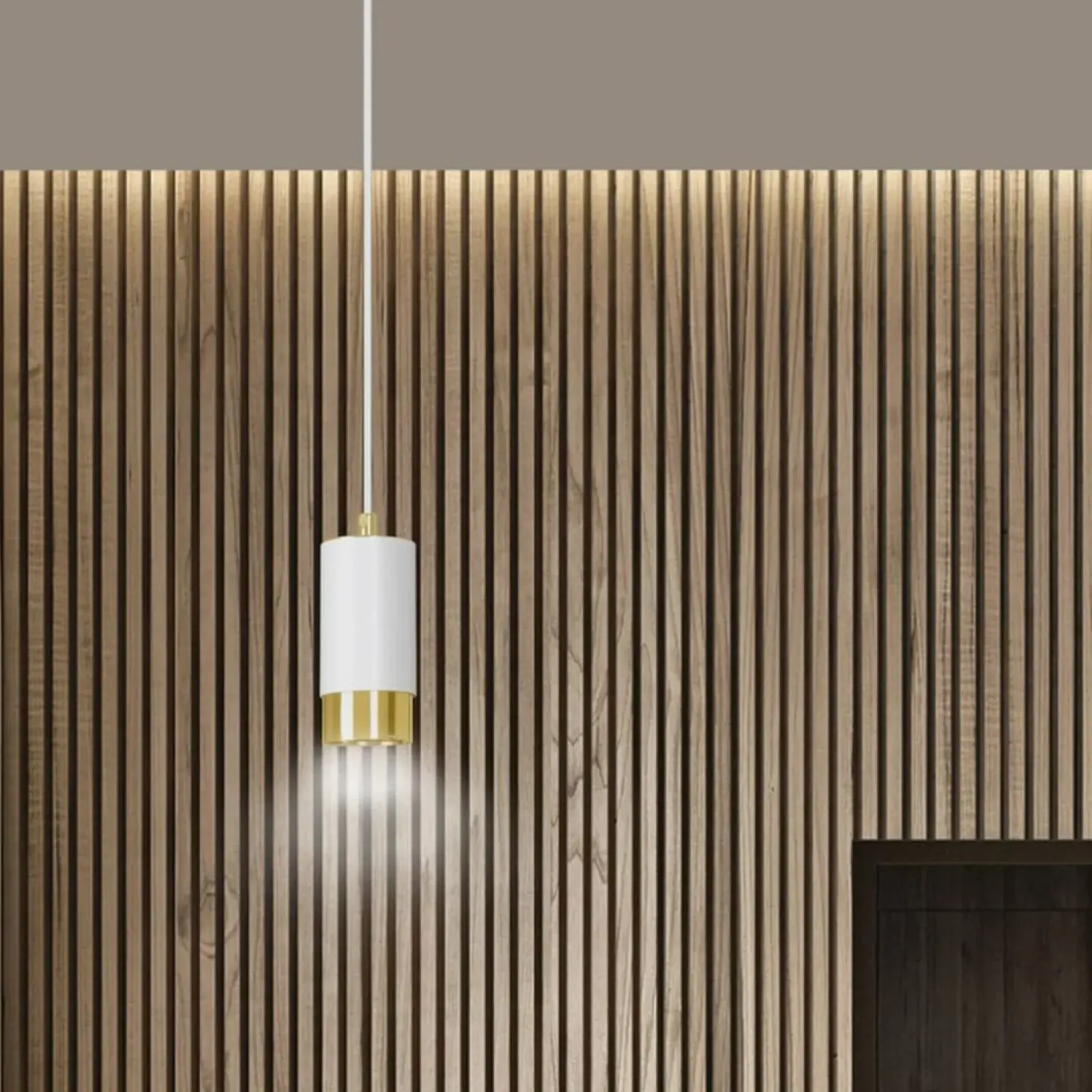 Sklep Kaja Biało-złota lampa wisząca w kształcie tuby 815/1 | Kaja Oświetlenie New