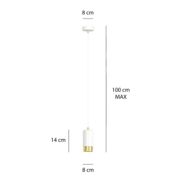 Sklep Kaja Biało-złota lampa wisząca w kształcie tuby 815/1 | Kaja Oświetlenie New