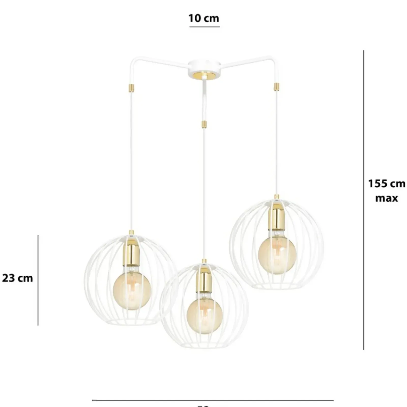 Sklep Kaja Biało-złota lampa wisząca z drucianymi kloszami 145/3 | Kaja Sale