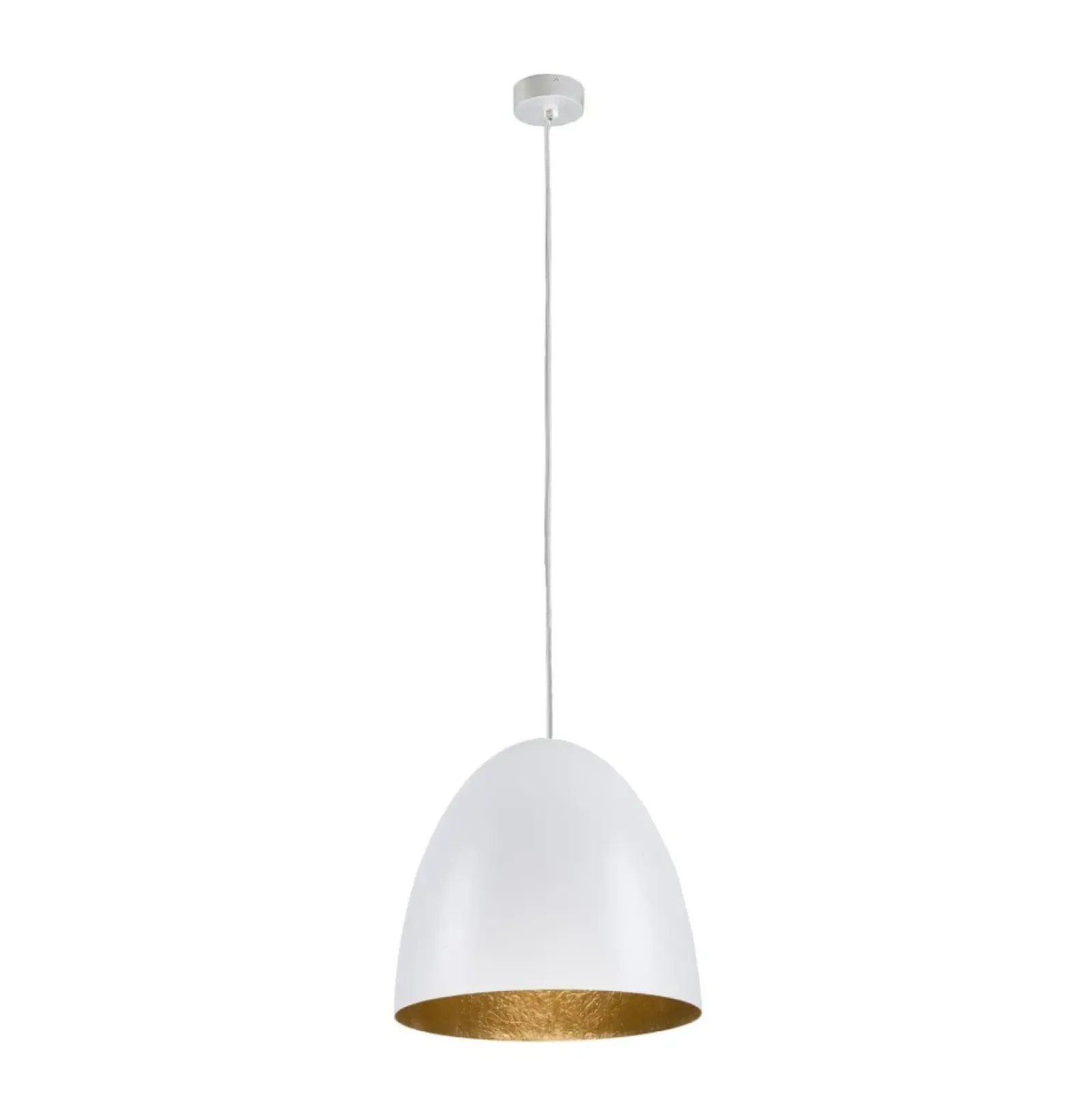 Sklep Kaja Biało-złota lampa wisząca z kloszem, duży gwint 9021 | Kaja biały Outlet