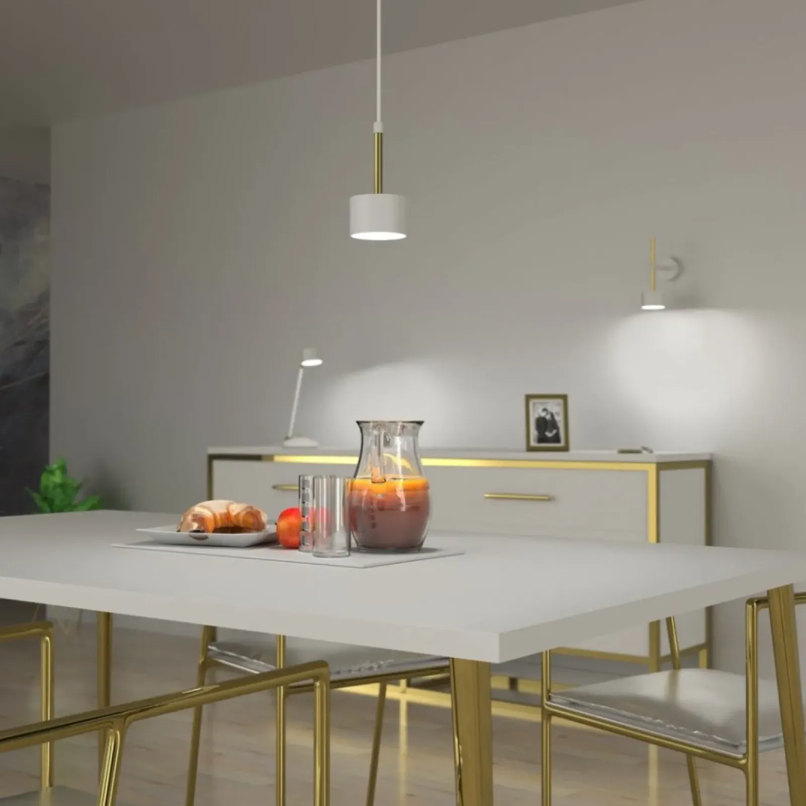 Sklep Kaja Biało-złota lampa wisząca, złoty element MLP7754 z serii ARENA | Kaja Oświetleni Discount
