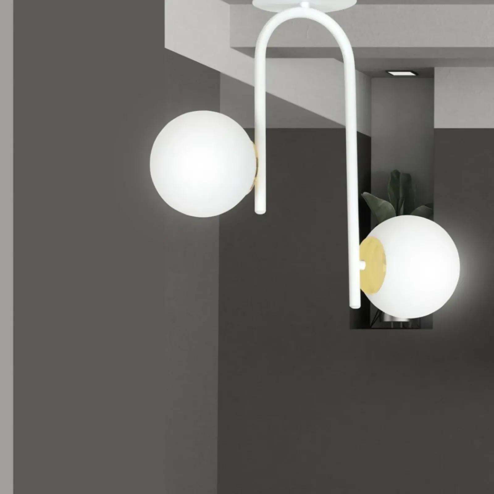 Sklep Kaja Biało-złota, minimalistyczna lampa sufitowa 1033/2 RAGNAR | Kaja Discount