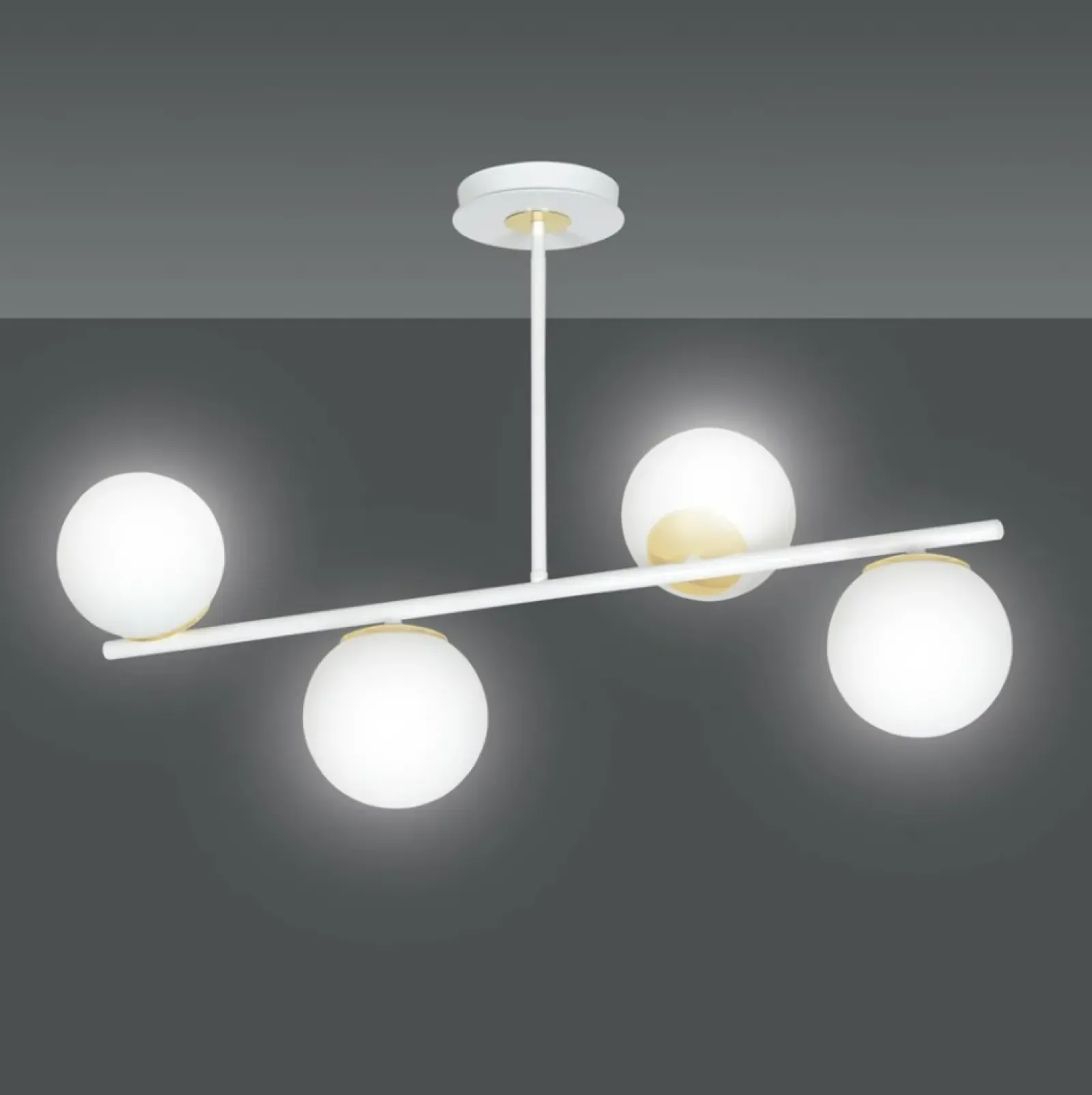 Sklep Kaja Biało-złota, nowoczesna lampa do kuchni 1023/4 FLOKI | Kaja Flash Sale