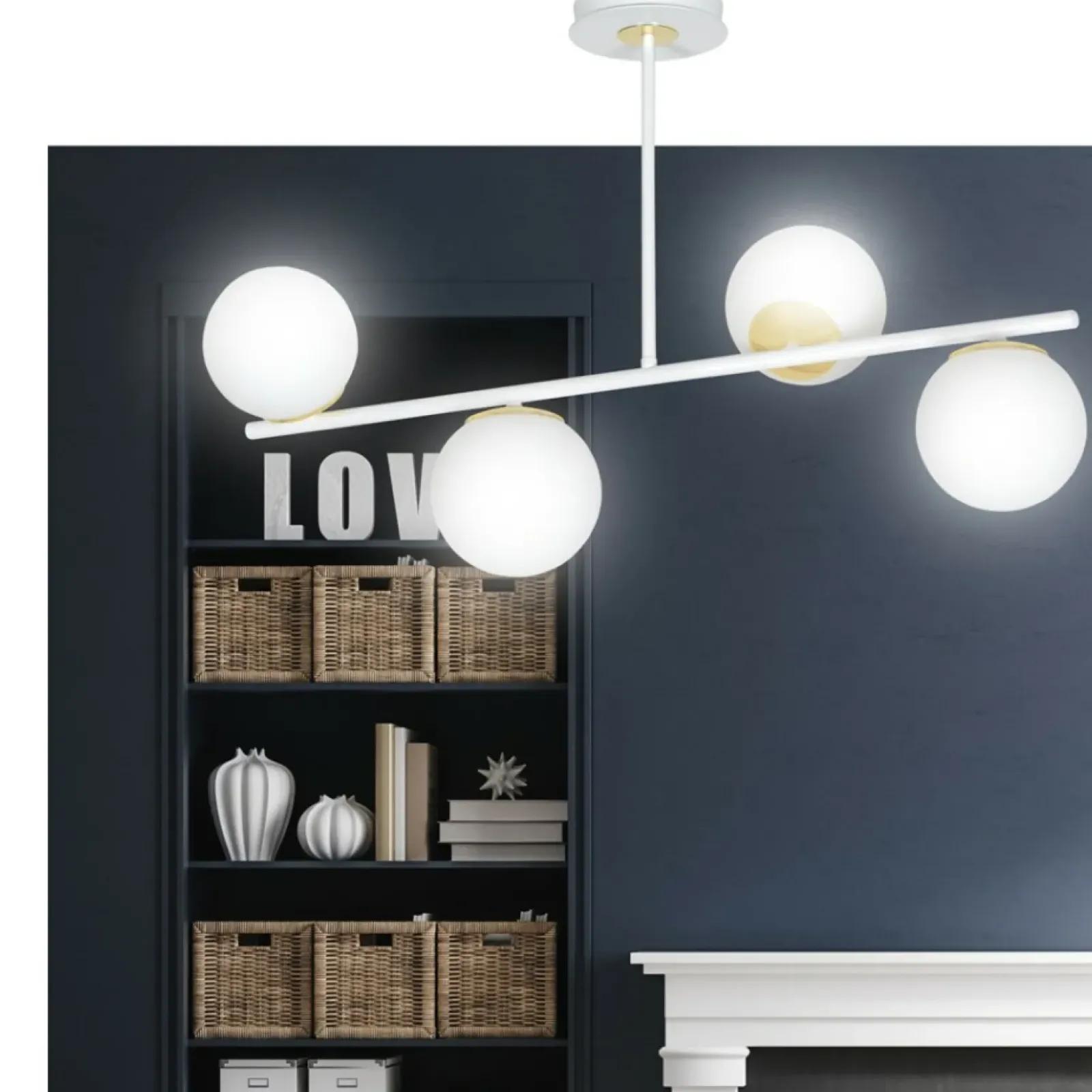 Sklep Kaja Biało-złota, nowoczesna lampa do kuchni 1023/4 FLOKI | Kaja Flash Sale